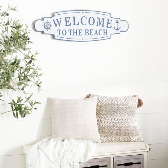 36" Blue Coastal Metal Wall Sign